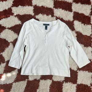 Karen Scott White Fitted Long Sleeve Top — Size L